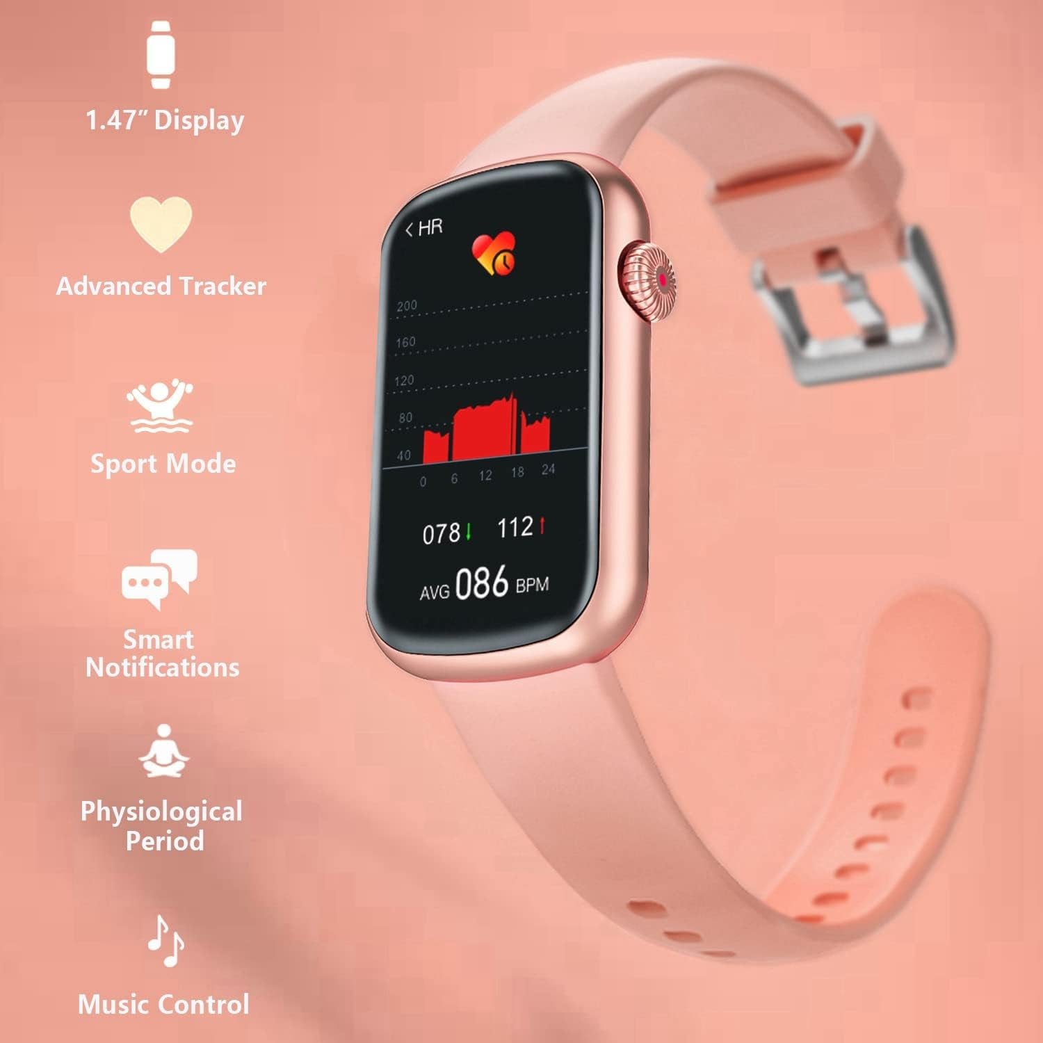 Morepro Women's Fitness Tracker with Heart Rate Monitor, Blood Pressure Monitoring, Waterproof Design, Blood Oxygen and Sleep Tracking, Activity and Calorie Counter