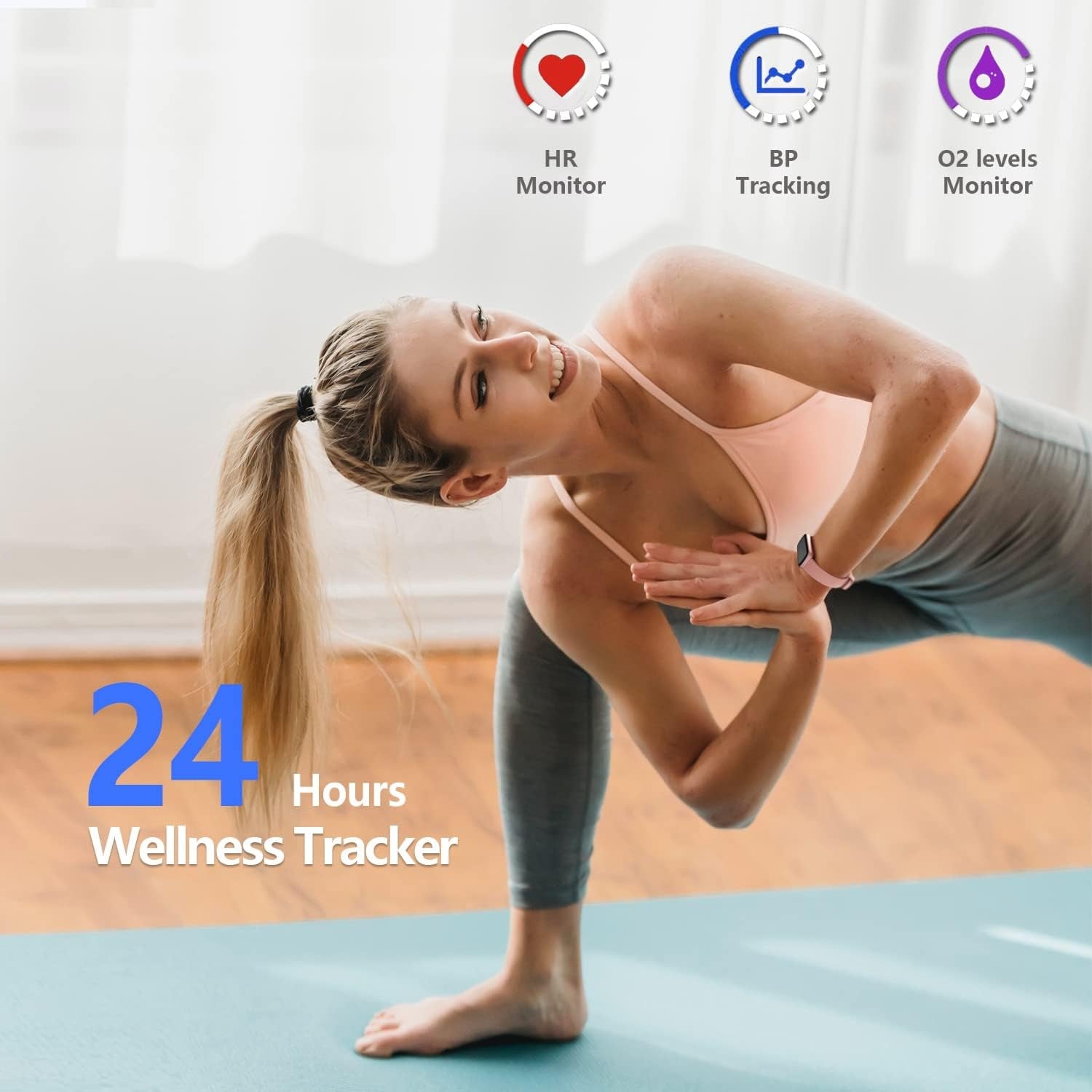 Morepro Women's Fitness Tracker with Heart Rate Monitor, Blood Pressure Monitoring, Waterproof Design, Blood Oxygen and Sleep Tracking, Activity and Calorie Counter